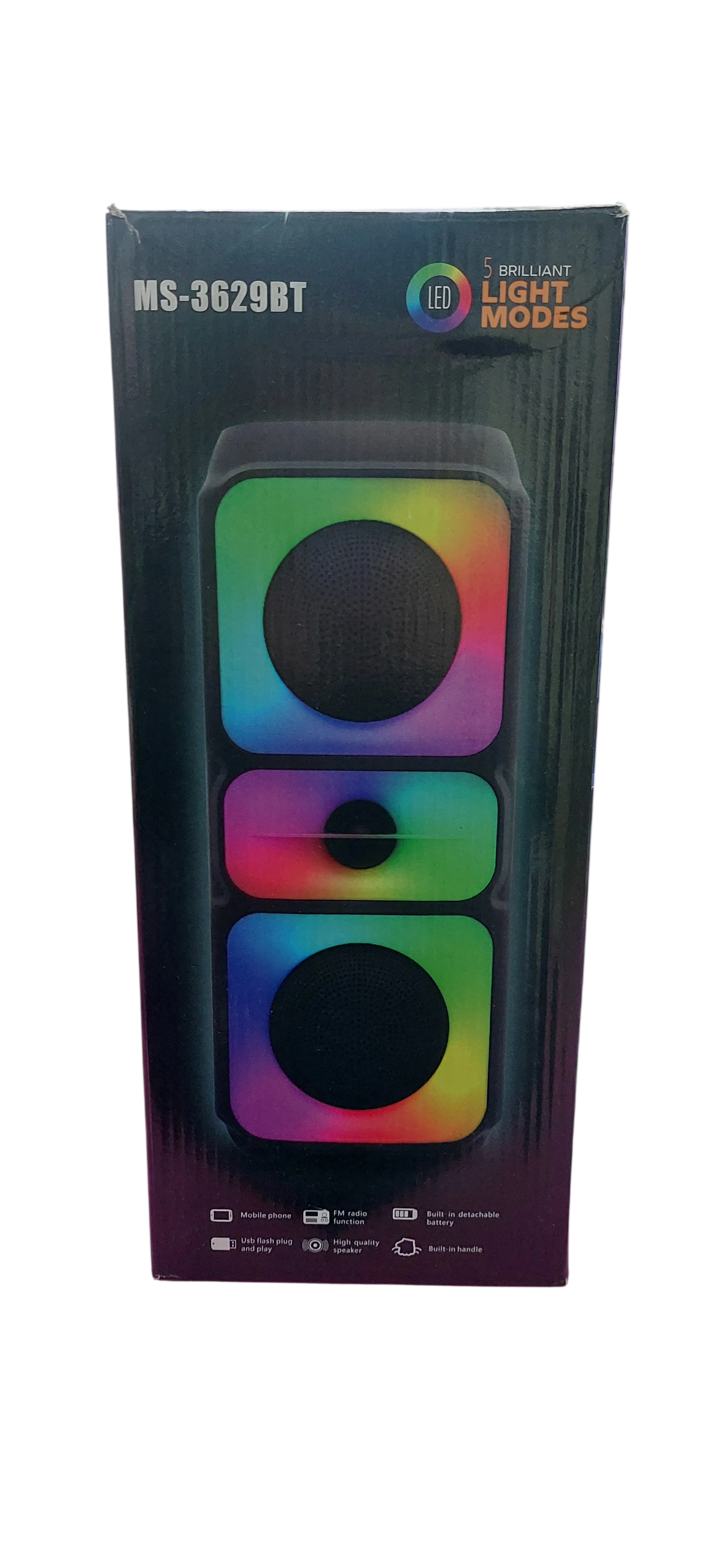 Parlante Bluetooth Portátil MS-3629BT con Luces LED RGB 5 Modos