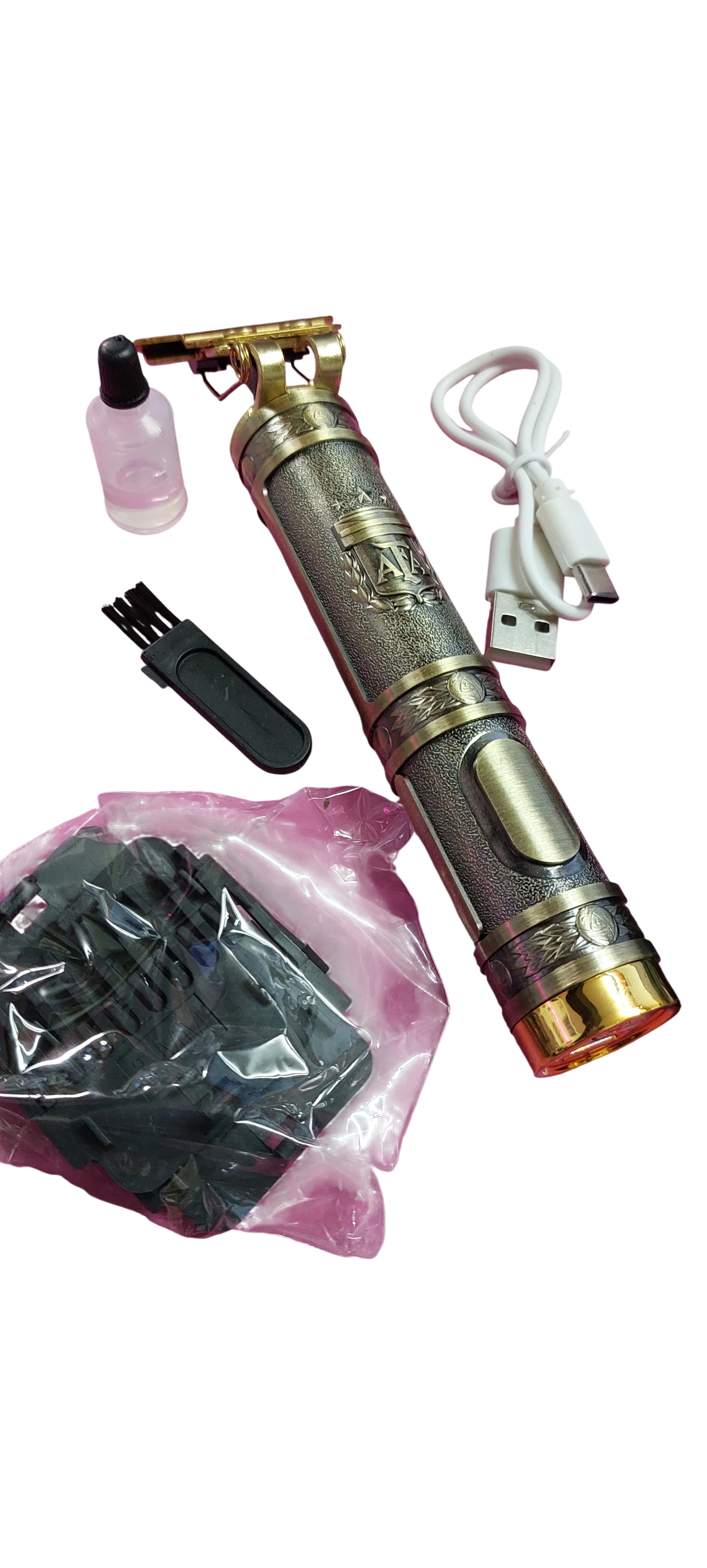 Cortadora de Cabello Profesional Inalámbrica con Diseño Dragón Dorado – Trimmer T-Blade - 2