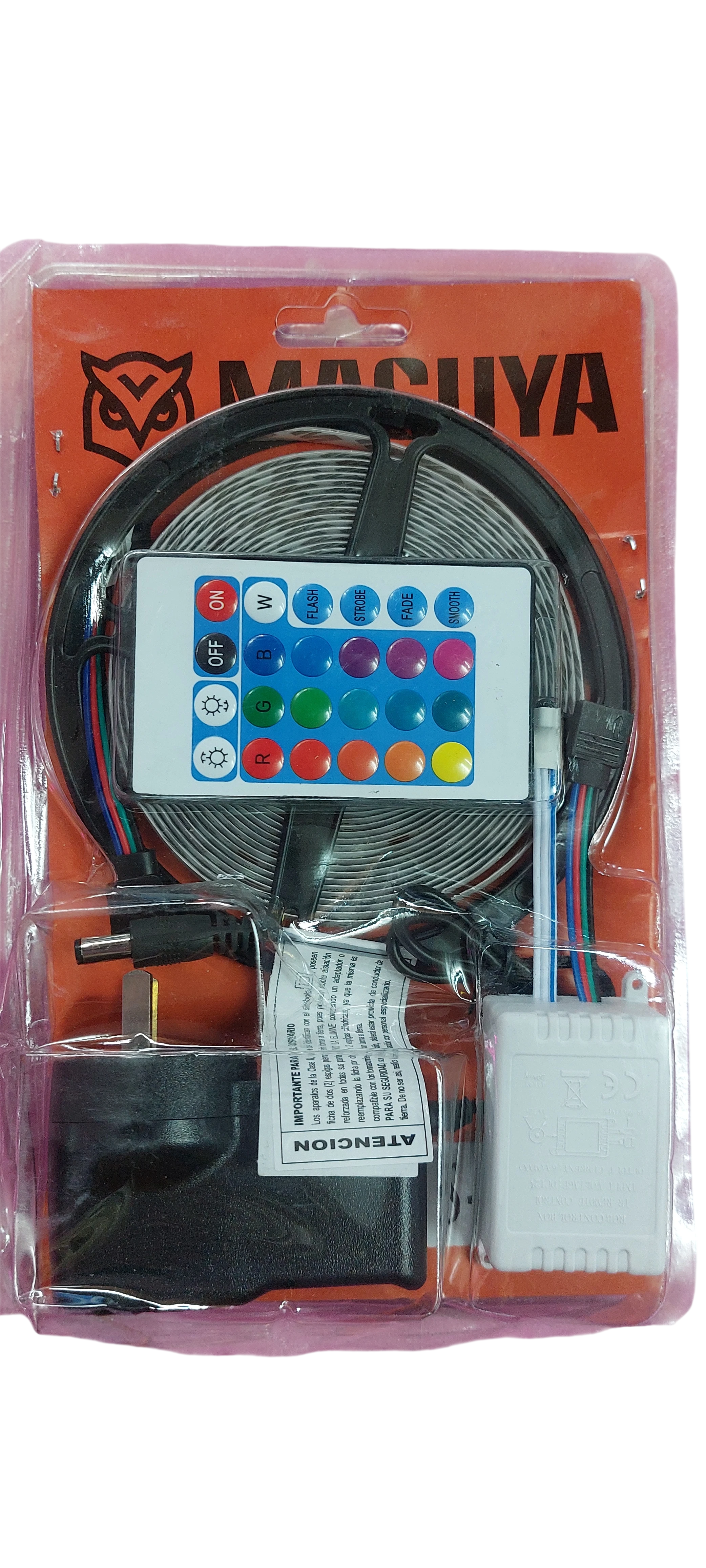 Tira LED RGB 5 metros con Control Remoto 24 botones y Fuente de Alimentación – Kit Completo Macuya