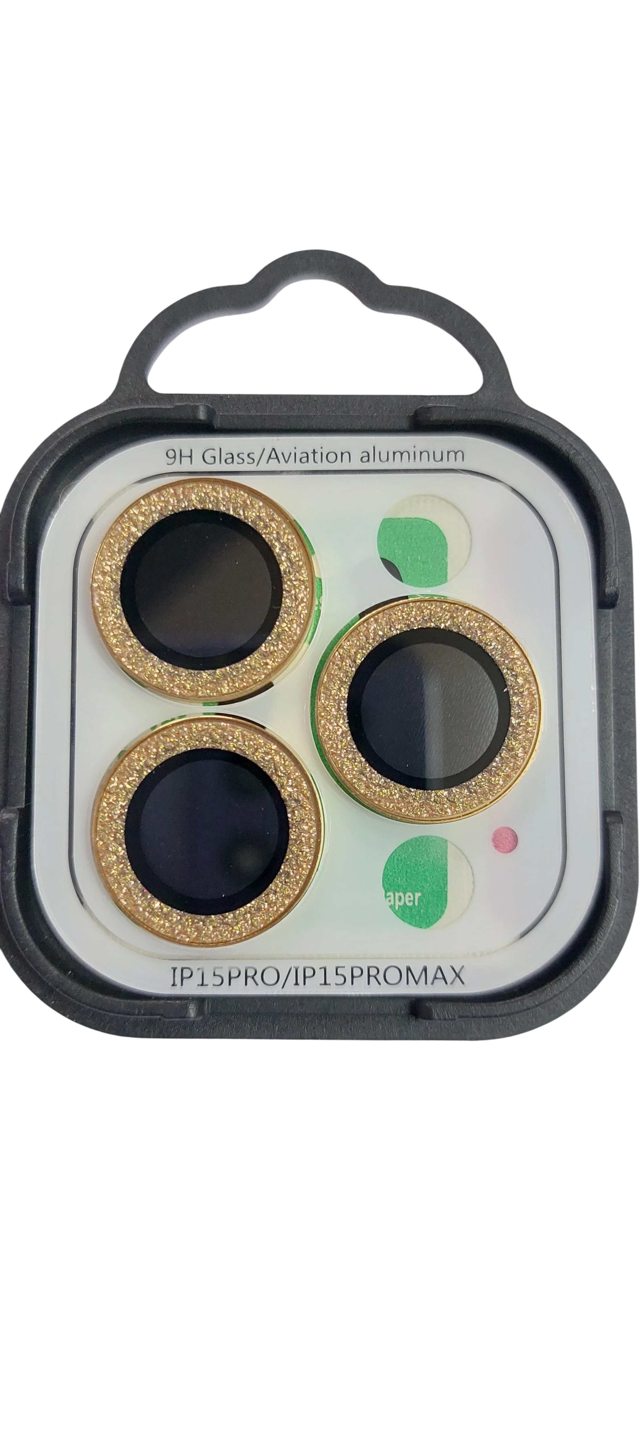 Protector de Lente de Cámara con Brillo Dorado para iPhone 15 Pro / 15 Pro Max - 9H Vidrio y Aluminio Aeronáutico