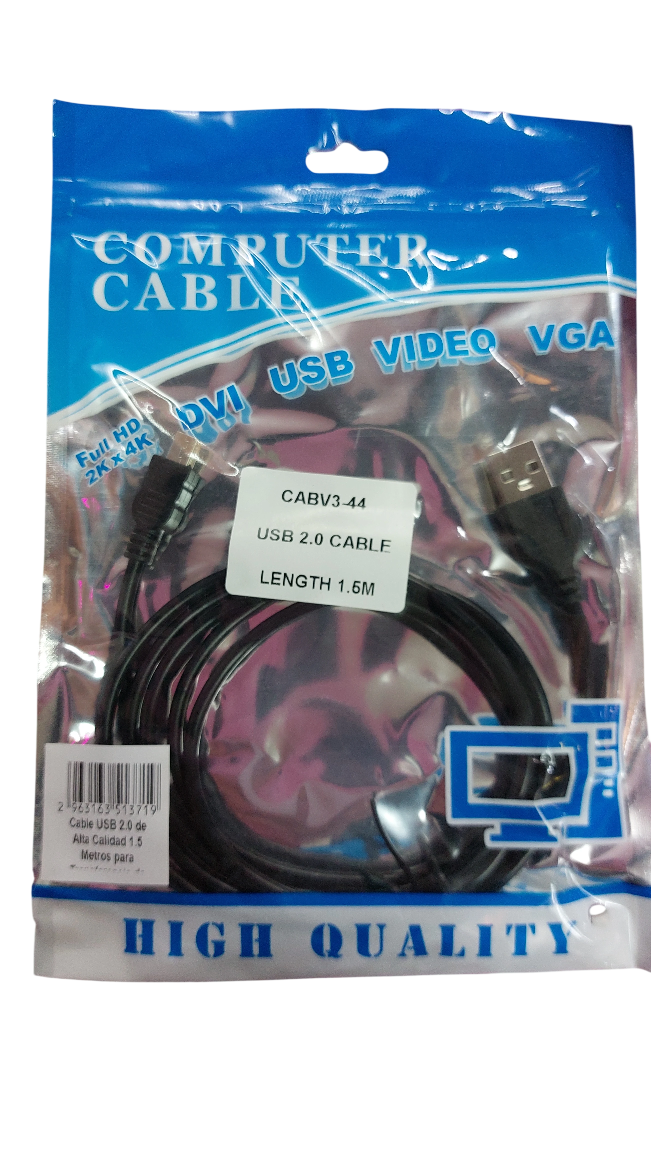 Cable USB 2.0 de Alta Calidad 1.5 Metros para Transferencia de Datos y Carga - 2