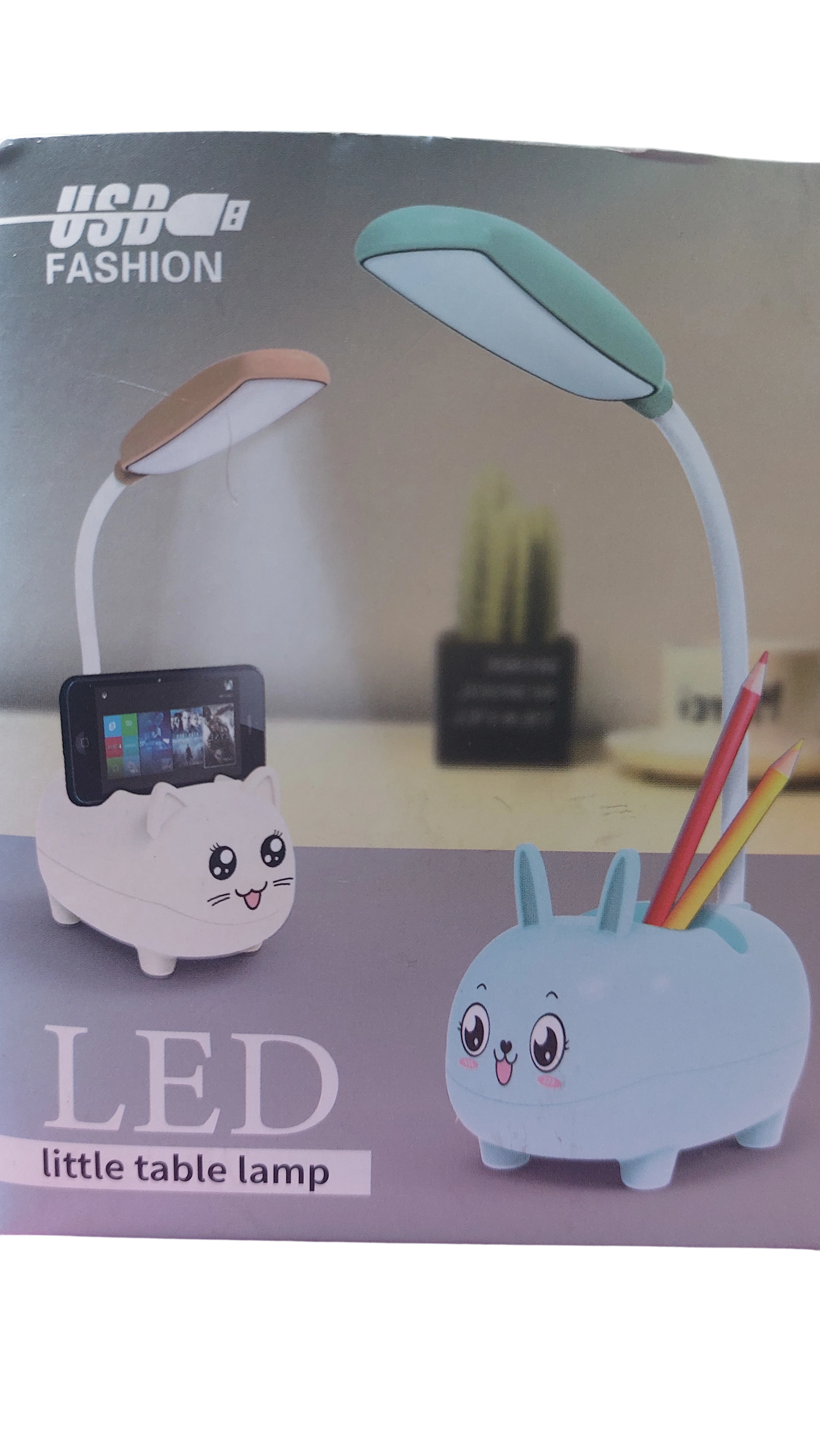 Lámpara LED de Escritorio con Soporte para Celular y Porta Lápices Diseño Cerdito - 2