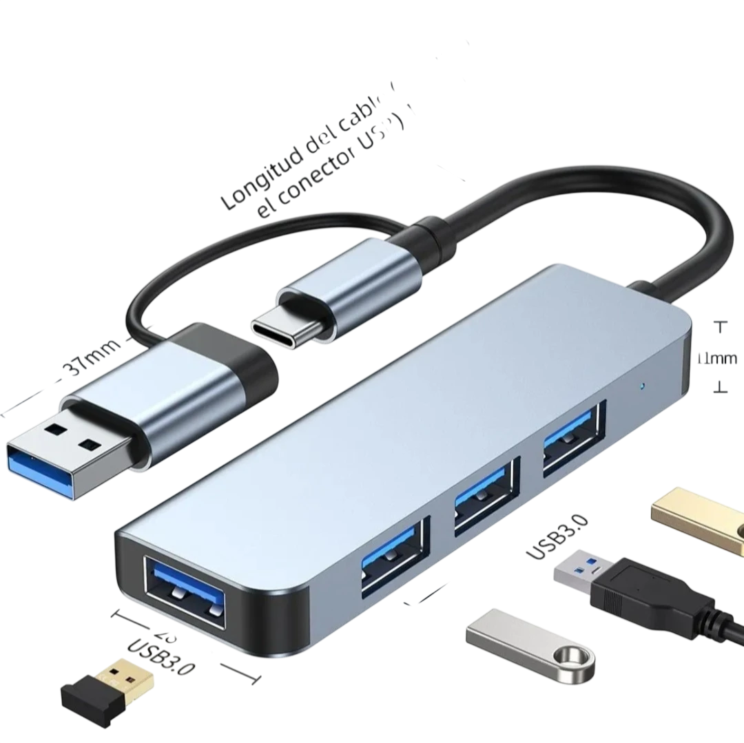 Hub  usb 4 en 1 Tipo C con adaptador  usb 3.0 Lambo Tech - 2